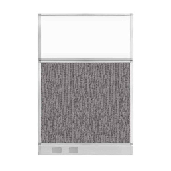Hush Panel Configurable Cubicle Partition 4' x 6' Slate Fabric Clear Window w/ Cable Channel